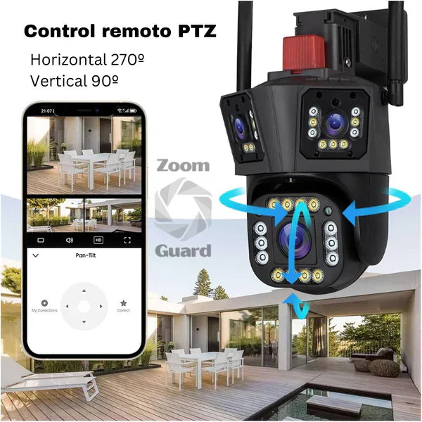 Cámara de Seguridad Triple Lente 360° PRO