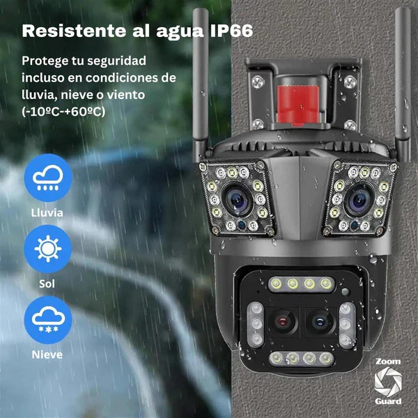 Cámara de Seguridad Triple Lente 360° PRO
