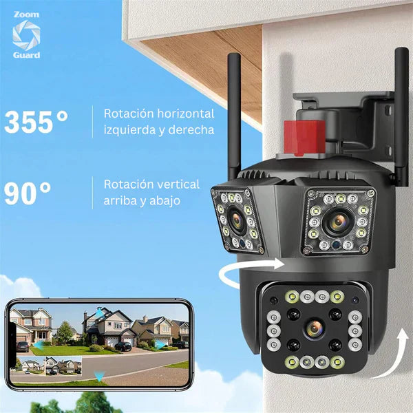 Cámara de Seguridad Triple Lente 360° PRO
